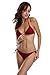 SHEKINI Women's Tie Side Bottom Push Up Padded Top Triangle Bikini Bathing Suit (Large/(US 12-14), Wine red)