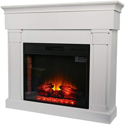 Banghotfire Electric Fireplace Mantel Package Freestanding Fireplace Heater with Remote Contol, LED Lighting and Flame Effect, Timer Function