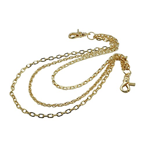 Uniqsum Simple Slim Triple wallet chain Swivel Trigger snap Lightweight Biker Punk Key chain (Gold)