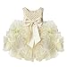 TiaoBug Baby Girls Flower Wedding Pageant Princess Bowknot Communion Party Dress Beige 12-18 Months