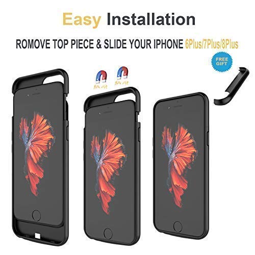 iPhone 7 Plus / 8 Plus Battery Case, Slim Charger Power Case Headphone Support with 5500mAh for iPhone 5.5-inch, Best Portable Smart External Protective Battery Case iBatrycas (Black)