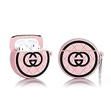 LKDEPO Airpods Silicone Case Cover and Skin Kits with Keychain Compatible for Airpods 1&2 (3D Classic Logo Pattern) (Stylish Designer Designed for Girl and Woman)