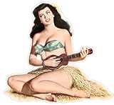 Pin-up art retro sexy pin up pinup girl playing guitar sticker decal 4