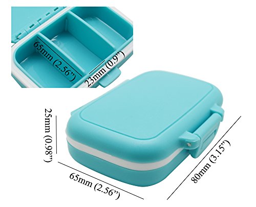 Meta-U Small Pill Box Supplement Case for Pocket or Purse - 3 Removable Compartments Travel Medication Carry Case - Daily Vitamin Organizer Box (Blue) - Thumbnail 7