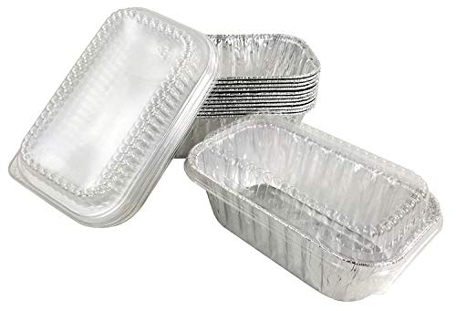 Handi-Foil 1 lb. Aluminum Foil Mini-Loaf/Bread Baking Pan w/Clear Low Dome Lid (Pack of 50 Sets)