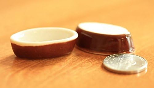 Dollhouse Miniature Set of 2 Brown & White Casserole Dishes