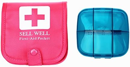 SINDBIN Protable Pill Box,7-Day Pill Medicine Organizer,Pill Dispenser Medicine Case with Multi-Pockets Travel Bag (Pink)