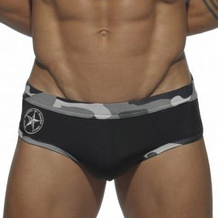 ZQ@QXLow waist sexy men's Speedo swim trunks shorts,L ,Black