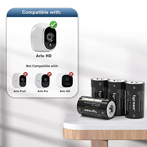 tyrone CR123A Rechargeable Batteries, 123A Lithium Battery for Arlo