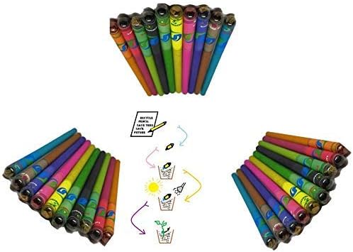 CAPTOLIFE Captogreen Recycled 30 Plantable Seeded Pencil (10 different Seeds like coriander, Methi, | Re-usable Pencil Box Free | 2B with Extra Dark Non Toxic Certified Lead | Pack of 30 Pencils