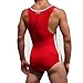 YiZYiF Men's Stretch Jockstrap Singlet Leotard Bodysuit Bodywear Underwear Red Medium