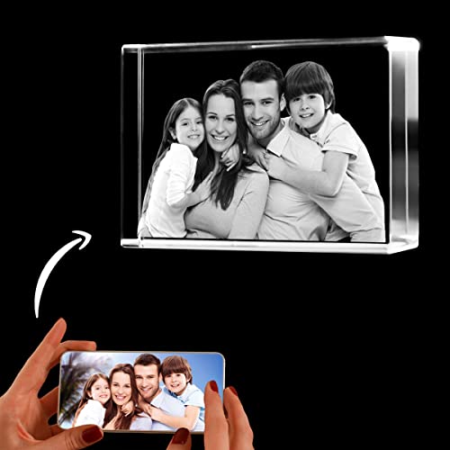 Roniatic Personalized Crystal Photo Customized Laser Engraved Crystals Glass Gfits for Birthday (Small(Landscape), Crystal Only)