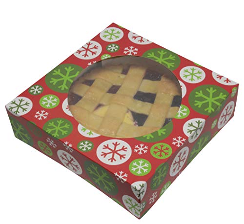 Christmas Pie Box Gift Boxes Doughnut Bakery & Pastry Box for Gift Giving Favors On Holiday and Party Decor Bulk Pack (Set of 12) (9 Inch, Snowflake) - Thumbnail 5