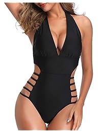 Tiéntame Traje de baño de una sola pieza con cuello en V profundo para dama