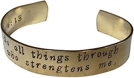 I Can Do All Things Through Christ Who Strengthens… Hand Stamped 1/2" Brass Cuff Bracelet