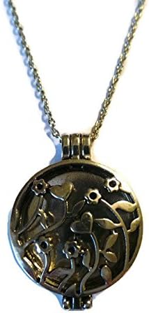 Homeopathic Aromatherapy Yoga Essential Oils Diffuser Necklace Locket / Pendant / Charm with Chain for Health, Stress Reduction, Serenity, Well Being (Flower Garden - Large)