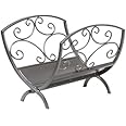 BestNest Panacea 15983 Flourishing Scrolls Folding Log Bin, Antique Iron