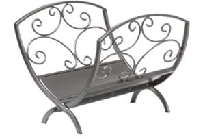 BESTNEST Panacea 15983 Flourishing Scrolls Folding Log Bin, Antique Iron