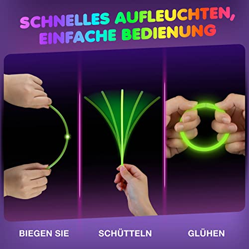 Barras Luminosas, 100 Pulseras Luminosas Fluorescentes y 100 Conectores, Neon Kits para Crear Pulseras y Collares, Fiesta Nochevieja Navidad Boda Cumpleaños Decoracion Regalo para Niños Adultos