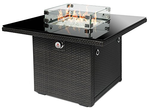Outland Fire Table Tempered Glass Wind Guard Fence for 36-Inch Square Series 410 Outdoor Propane Fire Pit Tables, 17-Inch Square x 4.5-Inch Height - Thick 5/16-Inch Safety Barrier - Thumbnail 5