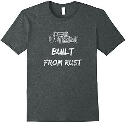 Mens Built from Rust, Rat Rod T-Shirt 2XL Dark Heather