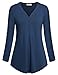 Nandashe Women 3 4 Tunics, Ladies Summer Casual V-Neck Rayon Plain Style Modern Draped Tunic Shirt to Wear with Hot Pants Plus Size Tunics Home Wear Plus Size Blouses Dark Blue XXL