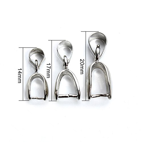 Linsoir Beads Metal Pinch Clip Bail Bead Pendant Connector Jewelry Findings Rhodium Plated 6X17mm Pack of 50