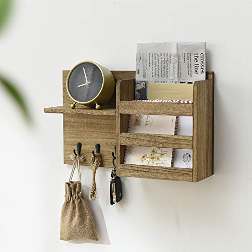Kirigen Wood Mail Sorter with Floting Shelf Home Decor for Entryway