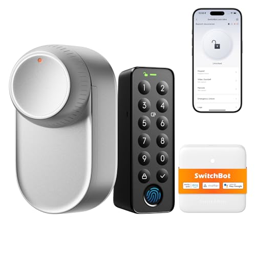 SwitchBot WLAN Smart Lock Ultra mit Touchscreen-Tastatur, Türriegelschlösser, Smartes Türschloss, Elektronisches Türschloss, Türöffner per App, Finger