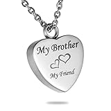 HooAMI Cremation Jewelry My Friend Heart Urn Necklace Keepsake Memorial Pendant