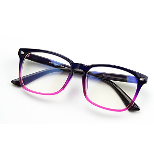 Cyxus Blue Light Blocking [Clear Lens] Glasses, Anti Eye Strain Headache Computer Eyewear for Women (Gradient Pink Frame)