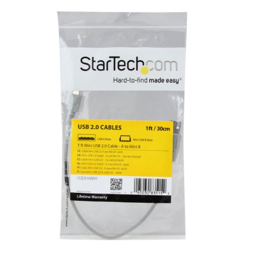 StarTech 1-Feet Mini USB 2.0 Cable - A to Mini B (USB2HABM1)