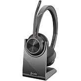 Poly - Voyager 4320 UC Wireless Headset + Charge Stand (Plantronics) - Headphones with Boom Mic - Connect to PC/Mac via USB-A Bluetooth Adapter, Cell Phone via Bluetooth - Works with Teams, Zoom &amp;More