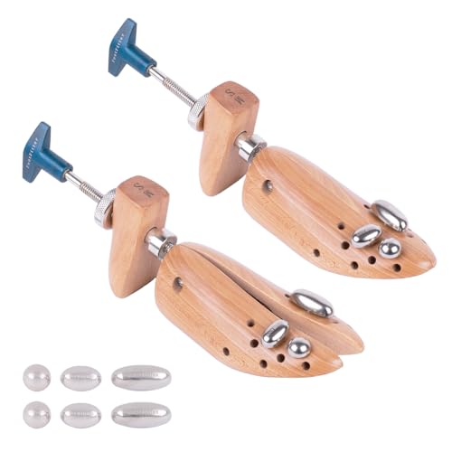 FootFitter Premium Professional 2-Way Shoe Stretcher for Men & Women, Expands Length & Width, Wood & Steel Design (2 PACK)