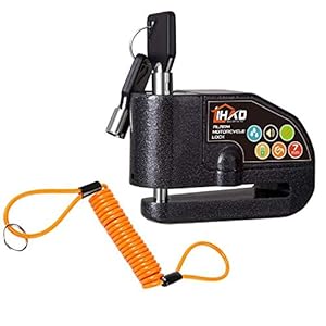 LIHAO Motorfiets remschijfslot motorslot alarm met herinneringskabel schijfrem slot trillingsalarm met kabel voor…