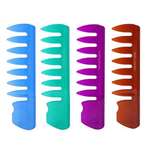 Men Wide Teeth Detangling Comb Back Head Styling Hairdressing Beard Oil Comb No Hair Tangle Suitable for all Hair Types(Blue)