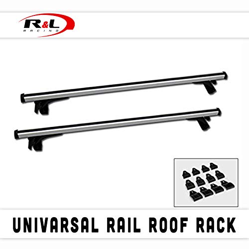 R&L Racing 55" Silver Aluminum Window Frame Roof Rail Rack Cross Bars Cargo Carrier Kit C1