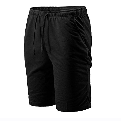 Nevera Men Casual Solid Elastic Waist Active Jogger Gym Sports Shorts Black