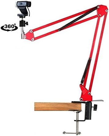 360° Webcam Stand Desktop Suspension Boom Scissor Arm Mount Holder for Logitech Webcam C922x C922 C930e C930 C920 C615-red