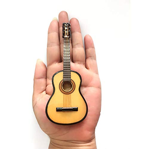LS Classical Guitar Christmas Ornament, Acoustical Wooden Music Instrument, Mini Toy Guitar Musical Instrument Miniature Dollhouse Model Home Decoration with Case (6.3" Classical Guitar) - Thumbnail 5