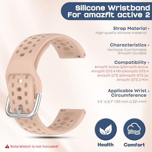 CHULN 6 Pezzis Cinturino per Amazfit Active 2/Active/Active 3 Premium/Garmin Vivoactive 5/Amazfit GTS/GTS 2/2 Mini, 20mm Regolabile Sportiva Cinturino in Silicone Morbido di Ricambio per Smartwatch.
