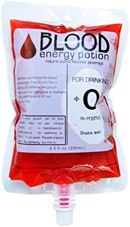 5 Pcs Halloween Blood Beverage Bags, Halloween Vampire Blood Zombie Brain Food Grade PVC Reusable Drink Pouch Bags(Blood Type)
