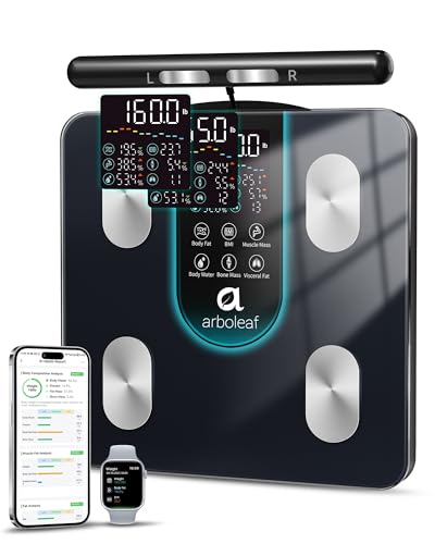 arboleaf Körperfettwaage mit Handsensoren Körperanalysewaage 50 Körpermaße