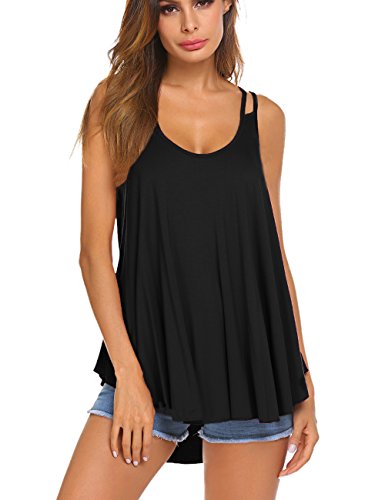 image for Halife Tunic Camisole, Womens Flare Hem Flowy Top Casual Spaghetti Str