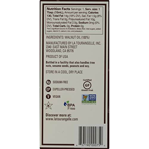 La Tourangelle Roasted Walnut Oil Pouches, 0.5 fl. oz., 3-Carton Pack (30 pouches), Convenient Single Serve, Travel Size Oil Packets for On-the-Go, 30 Count