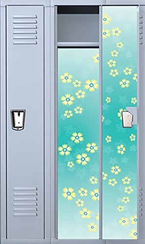Vinyl Locker Wallpaper- 4 Pre-Cut Full Length Panels with 48 Adhesive Magnets: Teal with Daisy