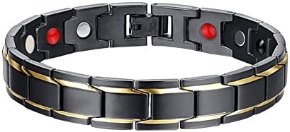 Men Health Bracelet-Burning Love Bracelets Stainless steel Black Plated Magnetic Health Bracelet Size 8.66 inches
