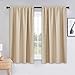 PONY DANCE Kitchen Beige Curtains - Home Decoration Room Darkening Thermal Insulated Blackout Window Treatments/Draperies Block Light Protect Privacy, 42 W x 54 L, Biscotti Beige, 2 Pieces