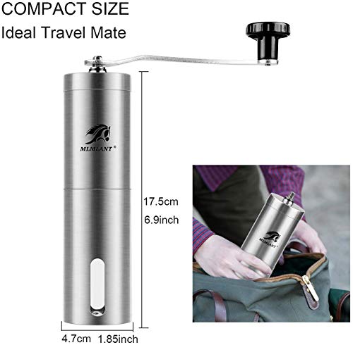 MLMLANT Handheld-Hand-Espresso-Kaffeemühle mit Kurbel, konischer Grat, Keramik, französische kompakte Mühle, Bohnen, Set… – Bild 7