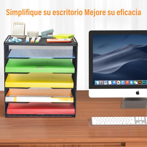 GALASALA Organizador de Escritorio, 5 Niveles Organizadores Escritorio de Malla, Organizador Documentos Oficina para Accesorios para Escritorio Artículos de Oficina